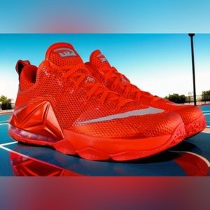 Nike Lebron 12 XII Low  University Red Reflect Silver 724557 616 DS Size 11.5